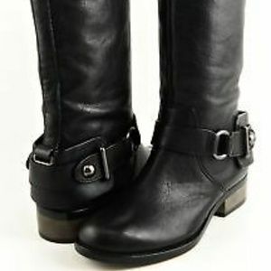 Coach Natale Black Leather Pull on Riding Boots